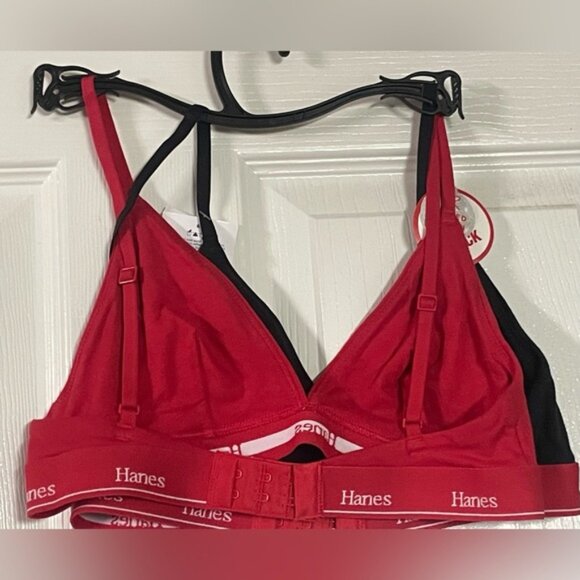 Hanes Originals Black and Red Triangle Cotton Bralette! NWT! Size Small! - Picture 4 of 7